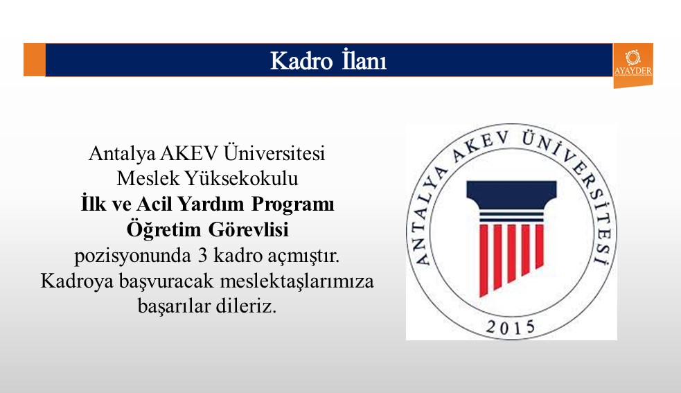 Antalya AKEV Üniversitesi Öğr. Gör. İlanı