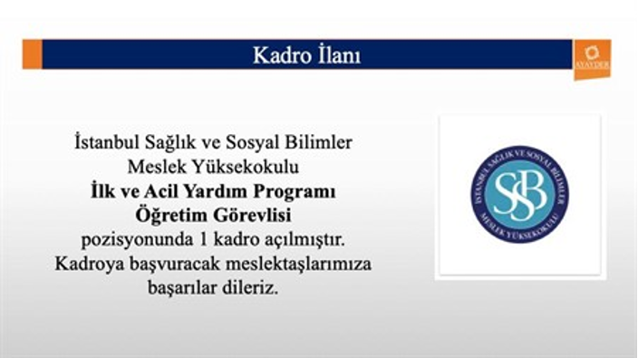 İstanbul Sağlık ve Sosyal Bilimler MYO Kadro İlanı